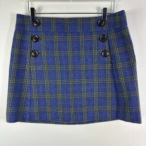 Y2K mini skirt GAP Plaid Wool 10 blue green school girl academia collegiate